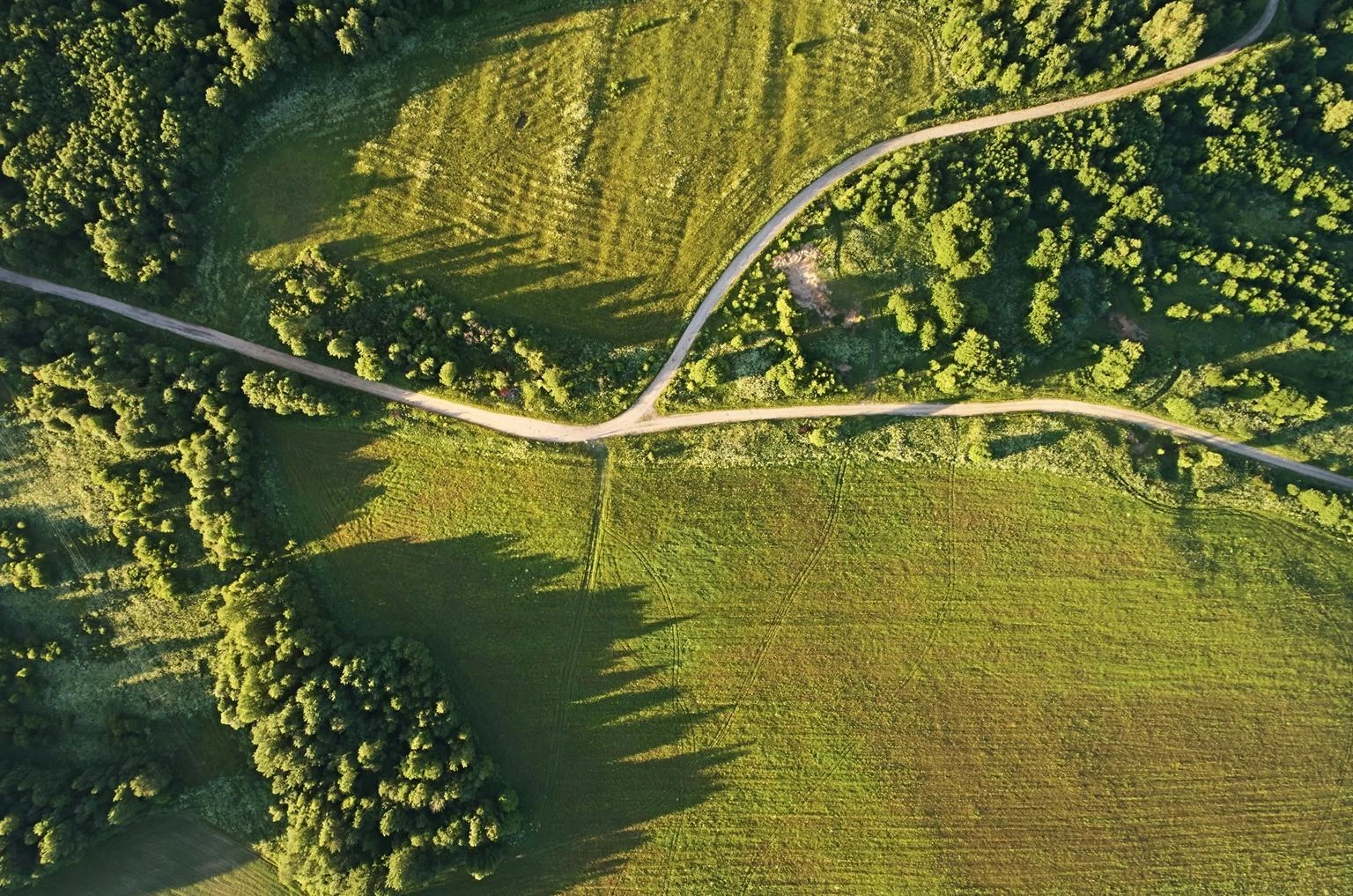A cinematic landscape of productive agricultural land